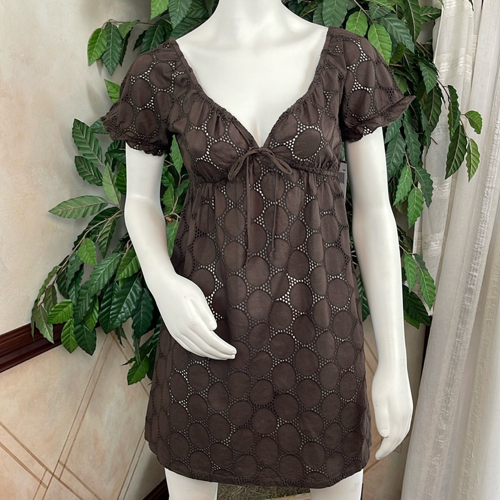 LA BLANCA BROWN FRONT TIE SWIM COVERUP